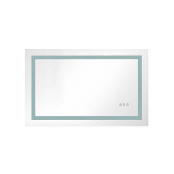 28 in. W x 40 in. H Rectangular Frameless LED Wall Bathroom Vanity Mirror with Front and Backlight in White