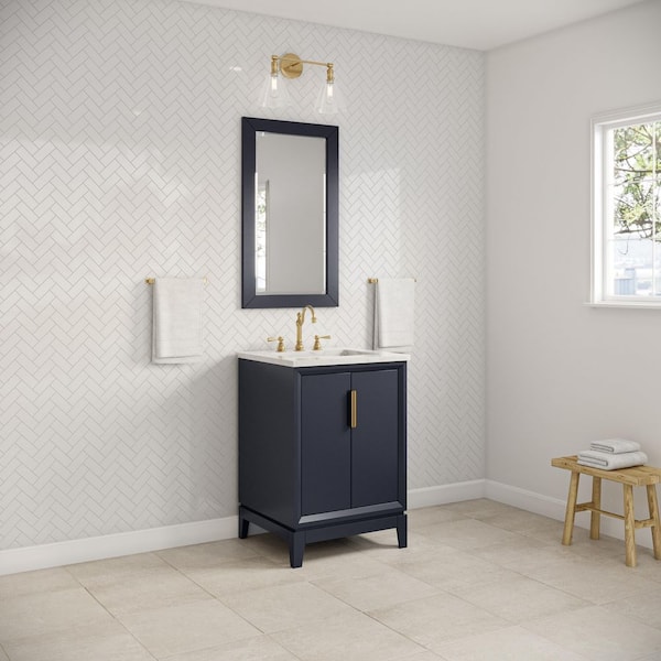 Elizabeth Collection 24 in. Bath Vanity in Monarch Blue With Vanity Top in Carrara White Marble - Vanity Only