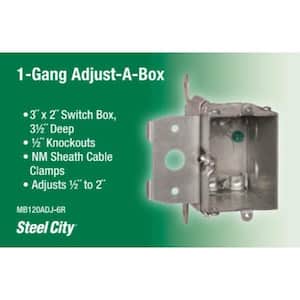 1-Gang 20 cu. in. New Work Adjustable Metal Electrical Wall Box