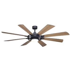 Burlington 68 in. Integrated LED Indoor/Outdoor Slate Gray Farmhouse Windmill Ceiling Fan with Light Kit and Remote