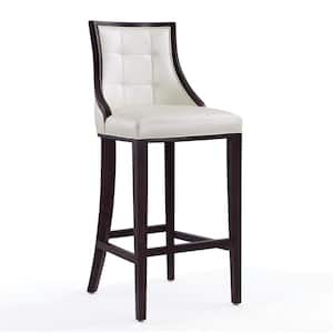 Fifth Avenue 45 in. Pearl White and Walnut Beech Wood Bar Stool