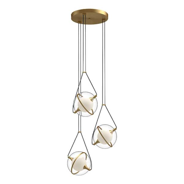 Aries 18 in. 3-Light 29-Watt Brushed Gold Integrated LED Chandelier
