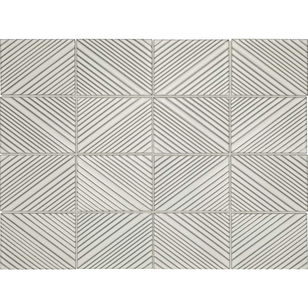 Revalia Remix White 12 in. x 16 in. Matte Ceramic Structural Mosaic Wall Tile (10.4 sq. ft./case) price history on PriceWatchPro