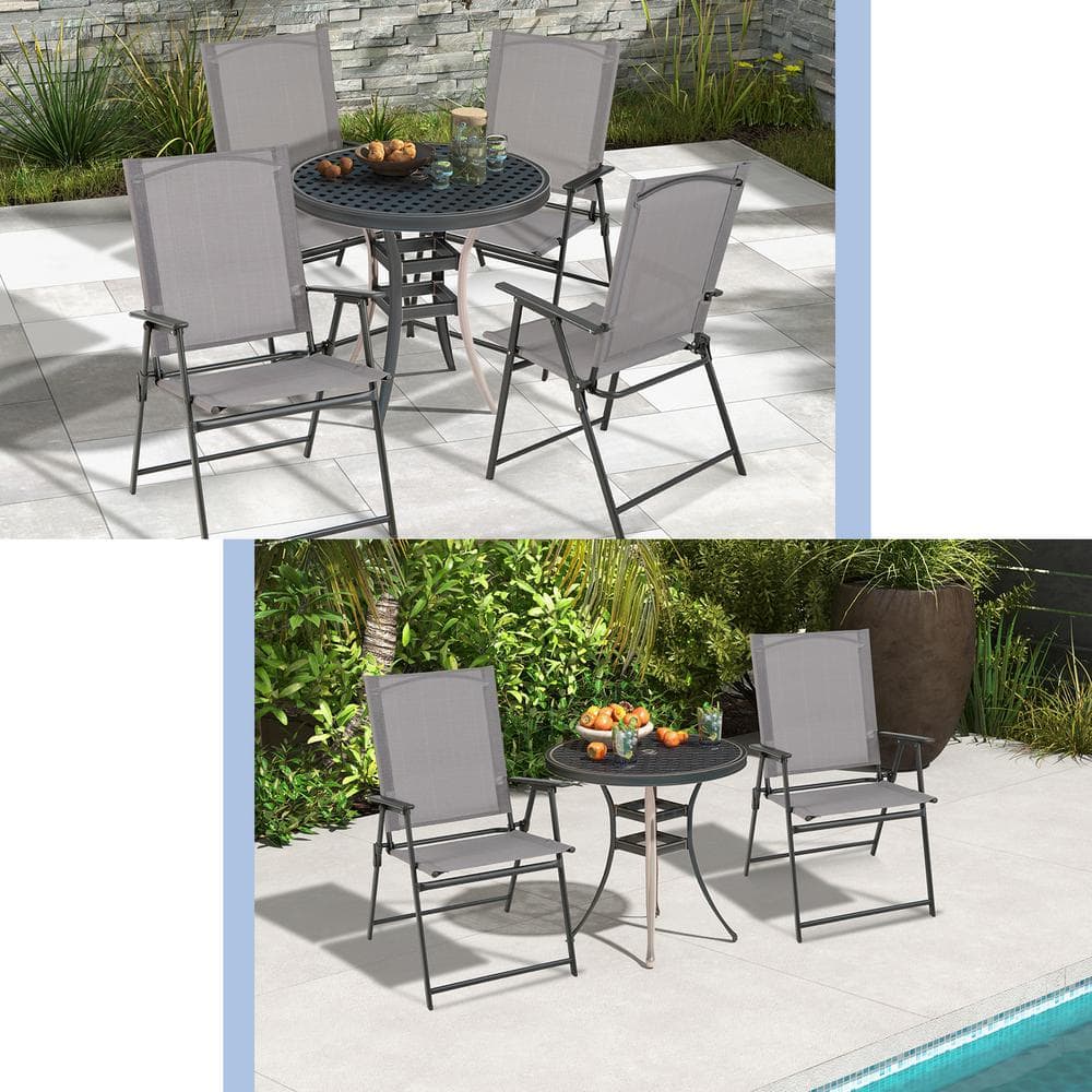 Metal Folding Outdoor Dining Chair Portable Dining Chairs with Armrests for