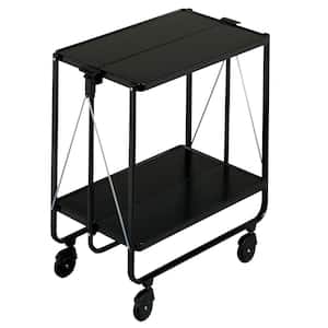 Wheeled Metal Serving Cart in Black