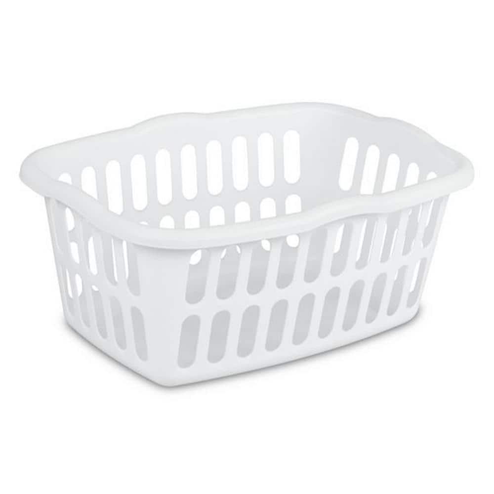 White Stackable Plastic Laundry Baskets, 12-Pack, 1.5 Bushel
