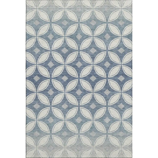 Mayfield Premium Machine Washable Abstract AMF2423 Ivory 5 ft. x 7 ft. 6 in. Area Rug