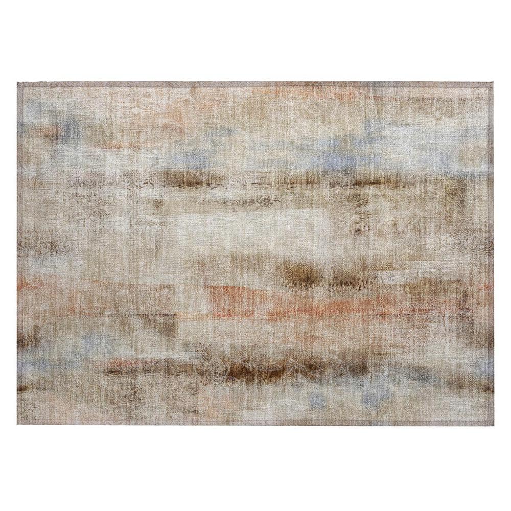 Beige and Brown 2 ft. x 3 ft. Woven Border Polyester Rectangle Indoor/Outdoor Area Rug price history on PriceWatchPro