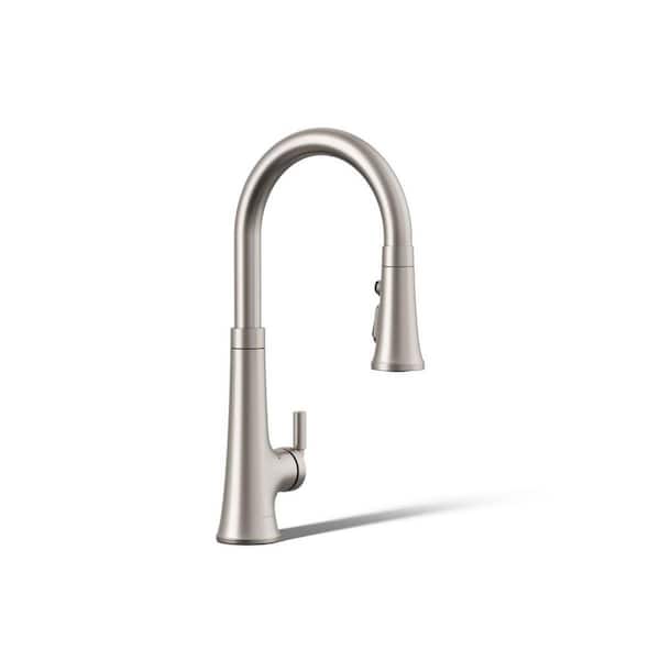 KOHLER Tone Single Handle Touchless Pull Down Sprayer Kitchen Faucet in Vibrant Stainless