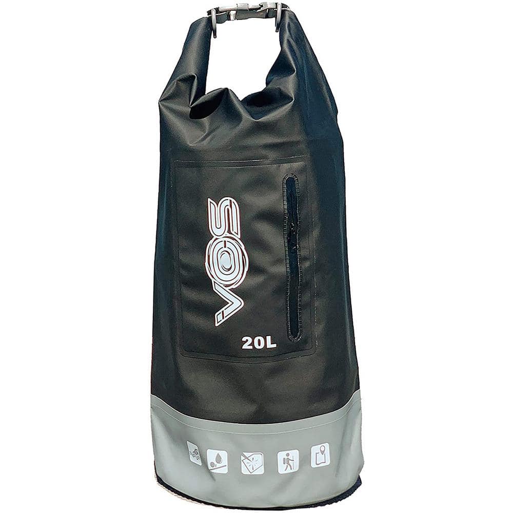 Vos 20L Waterproof All Purpose Roll Top Sack Dry Bag - Black