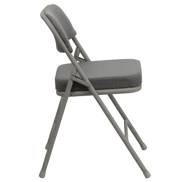 Flash Furniture Metal Folding Fabric Chair in Black and Gray 