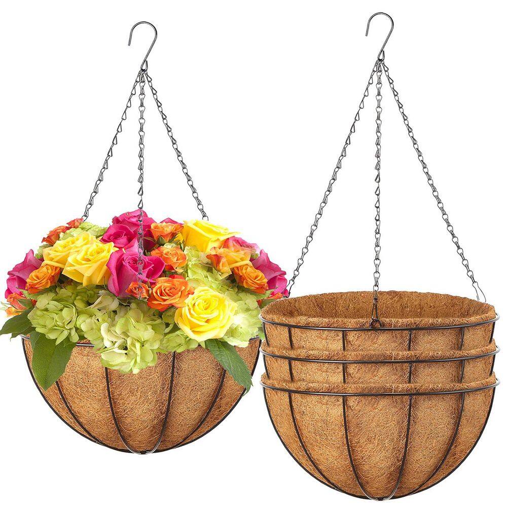 Hanging Baskets Planter for Plants, 4 Pack 14 in. Metal Baskets with Coco Coir Liner, for Garden Decoration price history on PriceWatchPro