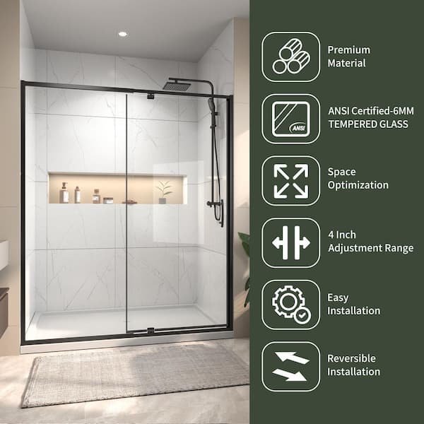 Xspracer Victoria 56 in. - 60 in. W x 71 in. H Pivot Framed Shower