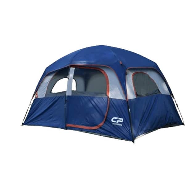 Zeus & Ruta 6-Person-Camping- Tents, Waterproof Windproof Family Tent, 4 Large Windows, Double Layer, Portable with Carry Bag (Blue)