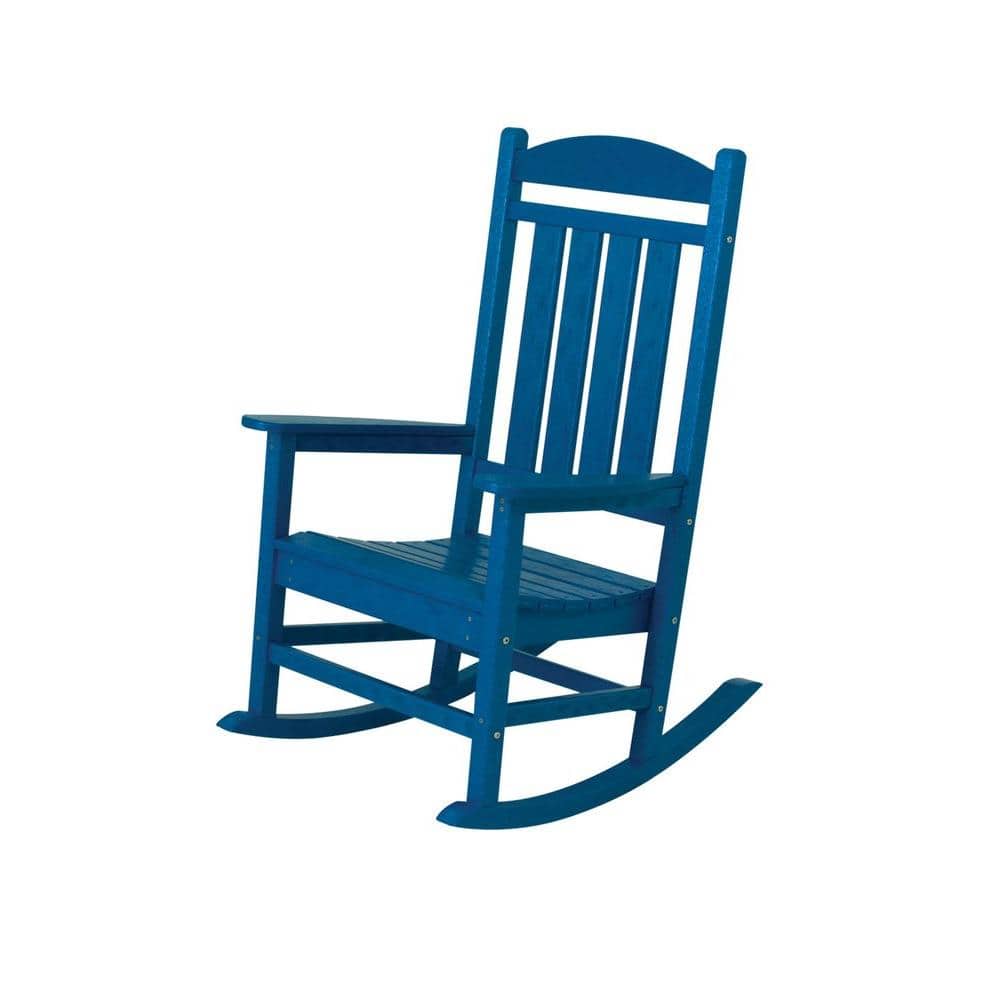 POLYWOOD Presidential Pacific Blue Plastic Patio Rocker R100PB - The Home Depot