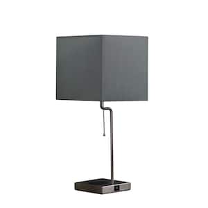 21.5 in. Gray Standard Light Bulb Bedside Table Lamp