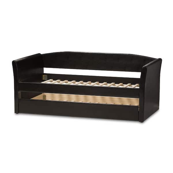 Baxton Studio - Camino Contemporary Black Faux Leather Upholstered Twin Size Daybed