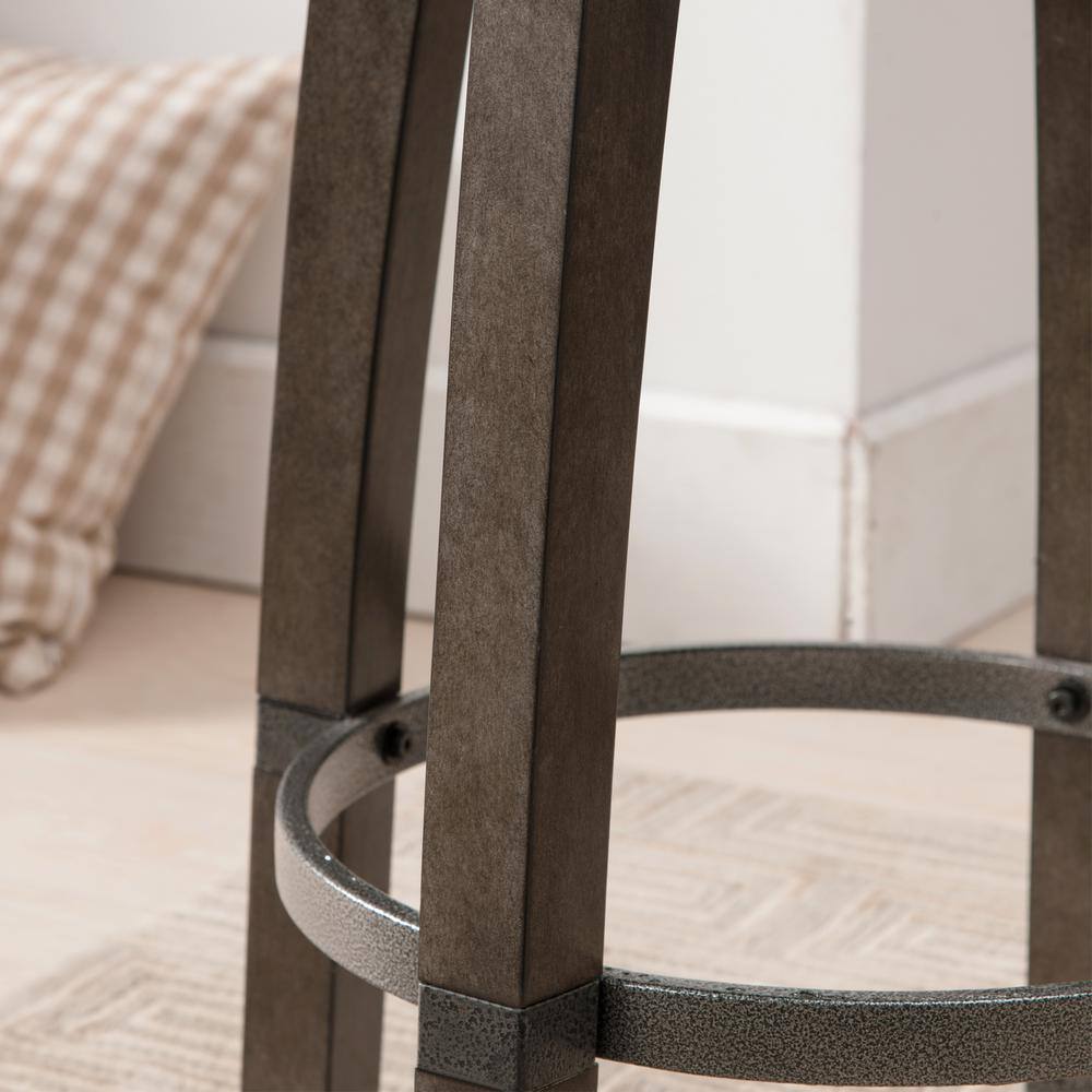 Graystone and Black Swivel Counter Stool with Faux Leather Seat