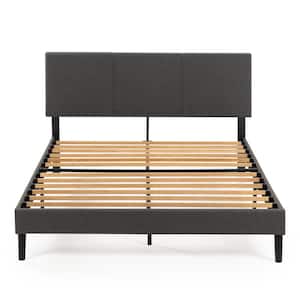 Cambril Gray Frame Full Upholstered Platform Bed with Sustainable Bamboo Slats