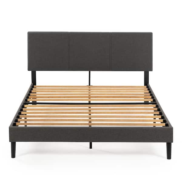 Zinus Cambril Gray Frame Full Upholstered Platform Bed With Sustainable ...