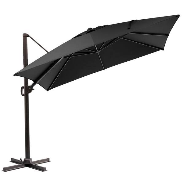 null 10.5 ft. x 10.5 ft. Square 360° Rotation Cantilever Patio Umbrella in Black