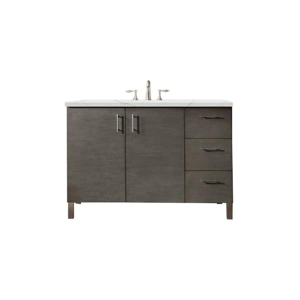 James Martin Vanities Metropolitan 48 in. W x 23.5 in. D x 33.8 in. H Bathroom Vanity in Silver Oak with Ethereal Noctis Quartz Top