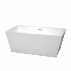 Sara 4.9 ft. Acrylic Flatbottom Non-Whirlpool Bathtub in White with Brushed Nickel Trim