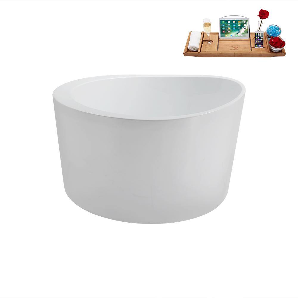 43.3'' Glossy White Round Acrylic Freestanding Soaking Tub