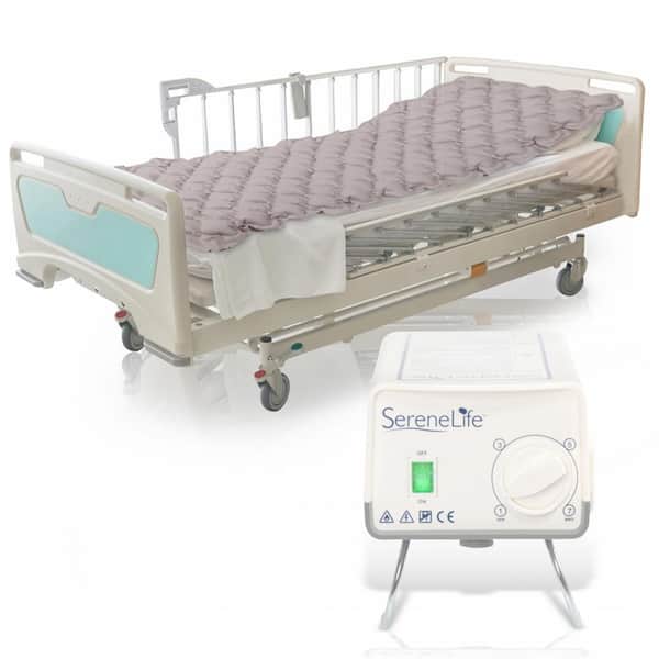 SereneLife 3 in. Twin Size Inflatable Hospital Bed Bubble Pad Air Mattress w/AC Pump
