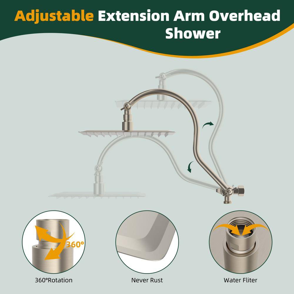 Brushed Nickel Dual Rainfall and Handheld Shower Head Combo