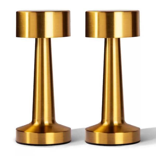 The Chelsea 8.4 in. Gold Modern Cordless Rechargeable Integrated LED Table Lamps 2-Pack