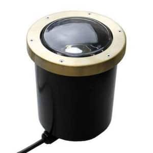 Brass Hardwired Weather Resistant Well light with LED Light Bulb and Open Face Cover