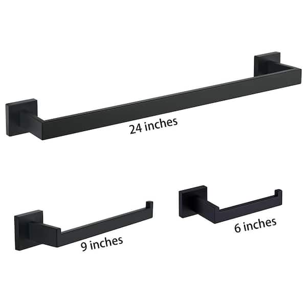 3-Piece Bath Hardware Set with Mounting Hardware in Stainless Steel Matte Black