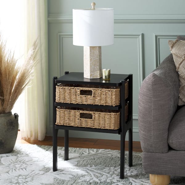 Rozalyn 17.7 in. Matte Black Square Pine End Table