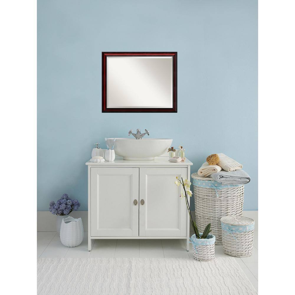 Cherry Wood Beveled Rectangular Wall Mirror