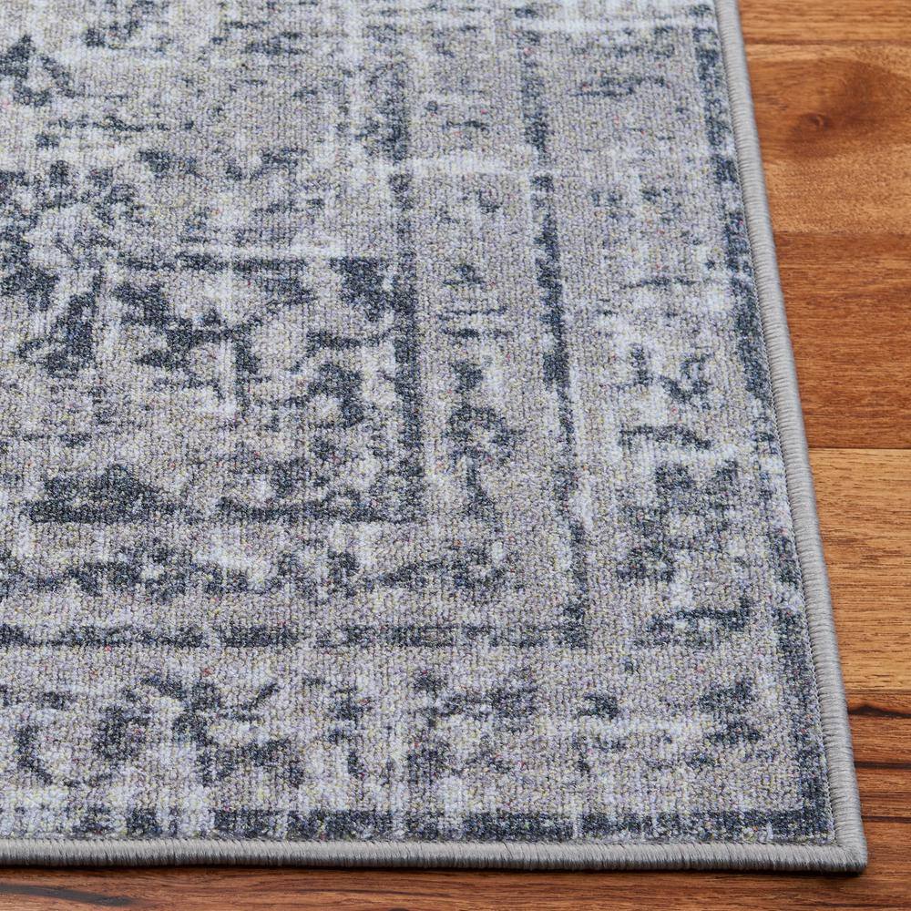 Gray Floral Medallion 4' x 6' Washable Wool Area Rug