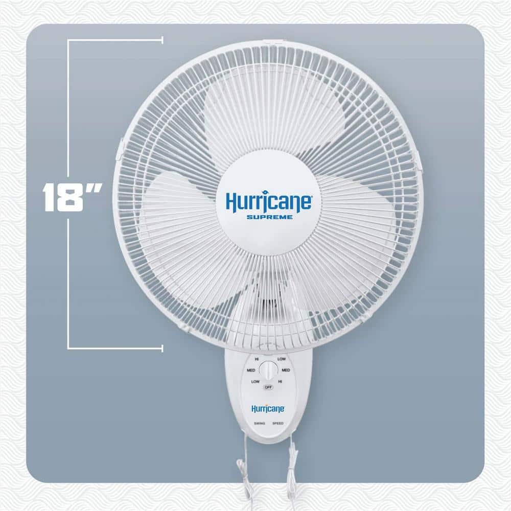Hurricane Supreme 18" White Plastic Oscillating Wall Mounted Fan, 4 Pack