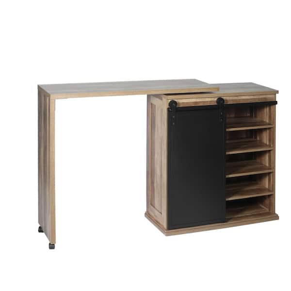 Tidoin Black and Khaki Retro Corner Bar Cabinet
