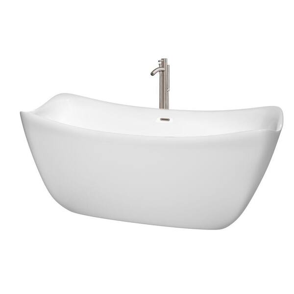 Wyndham Collection Donna 5.6 ft. Acrylic Double Slipper Flatbottom Non-Whirlpool Bathtub in White