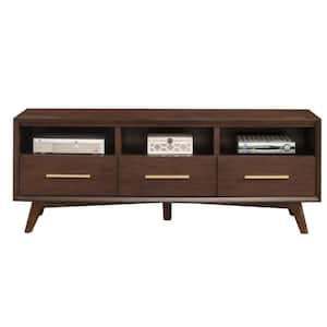 THE RIGHT PATH 118 in. Modern Walnut Veneer Retractable TV Stand Extendable  Media Console with 3 Drawers oleyDSG#RR - The Home Depot