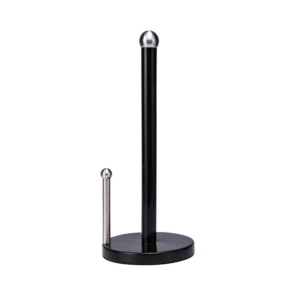  Black Paper Towel Holder, Stainless Steel Paper Towel Holder  Countertop with Suction Cups, Paper Towel Stand with Ratchet System for Kitchen  Bathroom