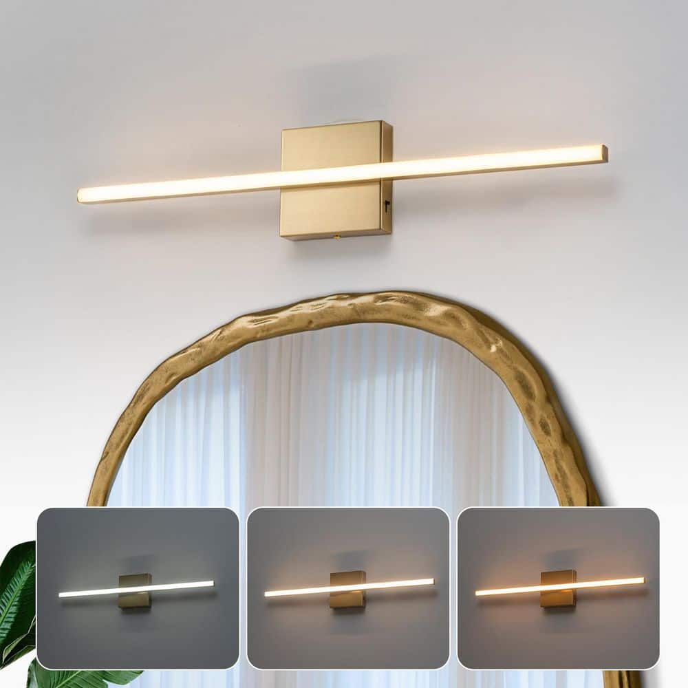 Jerico 24 in. 1-Light Modern Gold LED Bathroom Vanity Light price history on PriceWatchPro