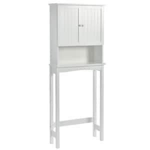 23.60 in. W x 8.80 in. D x 62.20 in. H MDF White 2-Door Over-the-Toilet Linen Cabinet with Shelf in White