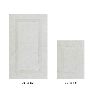 Lux Collection Ivory 17 in. x 24 in. and 24 in. x 40 in. 100% Cotton 2-Piece Bath Rug Set