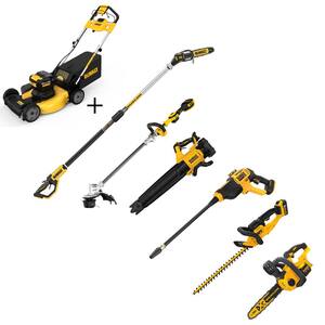 20V MAX 21.5 in. Lawn Mower Kit with Hedge Trimmer, String Trimmer, Leaf Blower, Power Cleaner, Pole & Hand Saw