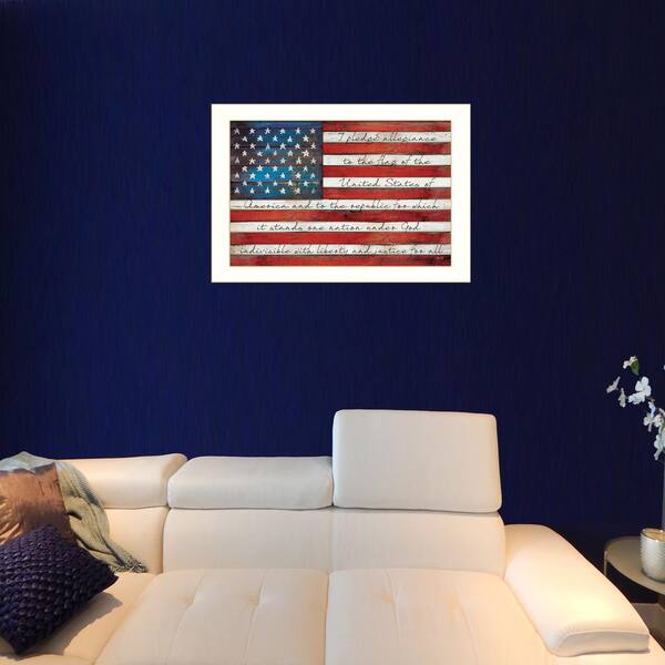 Unbranded 20 in. x 26 in. "Pledge of Allegiance" by Marla Rae Printed Framed Wall Art