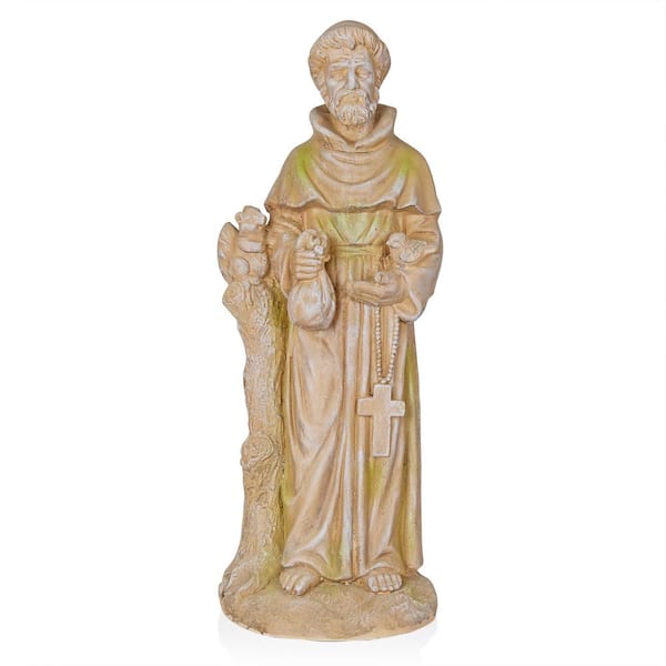 Alpine Corporation 31 in. Tall Old World St. Francis Garden Statue