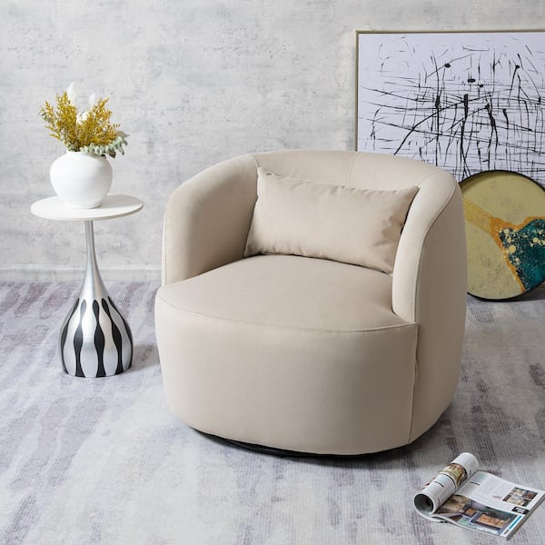 KINWELL Modern Dove Gray Velvet Fabric Upholstered Swivel Accent ...