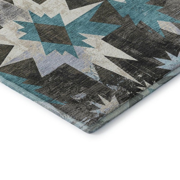 Mayfield Premium Machine Washable Abstract AMF1893 Coffee 8 ft. x 10 ft. Area Rug