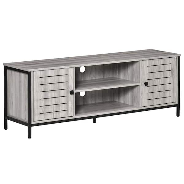 HOMCOM 55 in. Oak TV Stand with 2-Storage Cabinets Fits TV's up to 60 in. with Cable Management